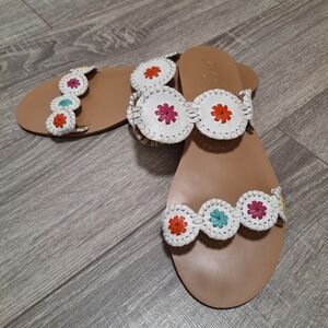 Jack Rogers White Sandals with Colorful Accents